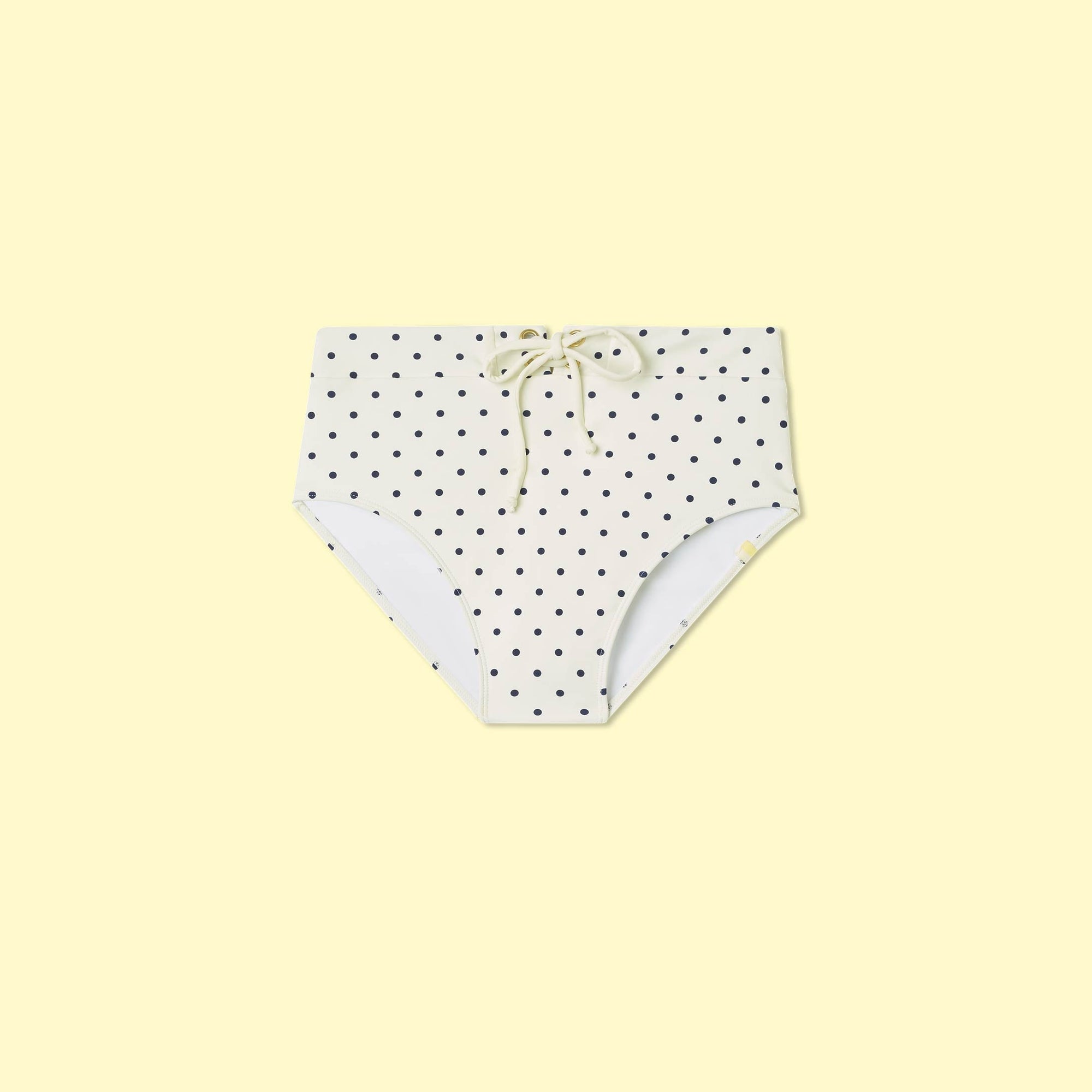 The Lace-Up High Leg High Rise Bikini Bottom - Damsel Dot