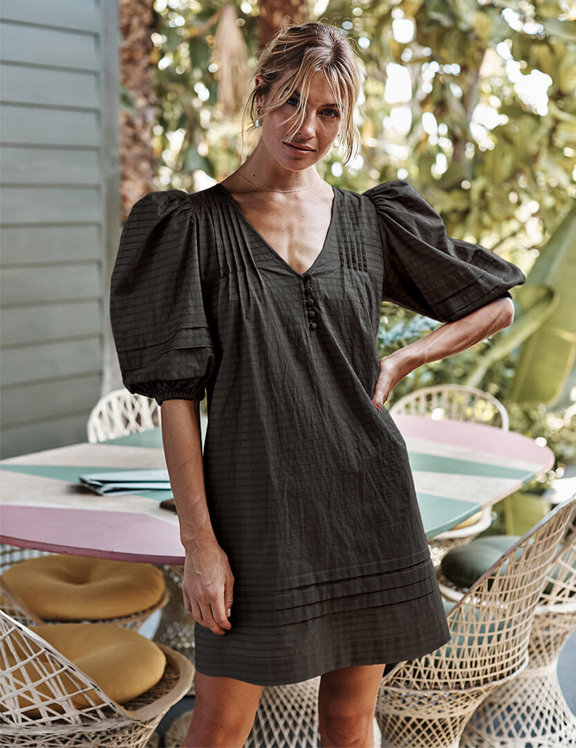 The Cotton Pintuck Dress - Sea Urchin