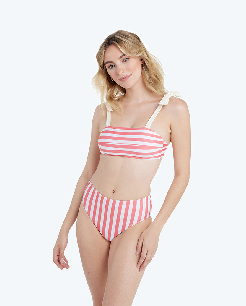 The Tie Oasis Bikini Top - Nautical Stripe in Nantucket Red
