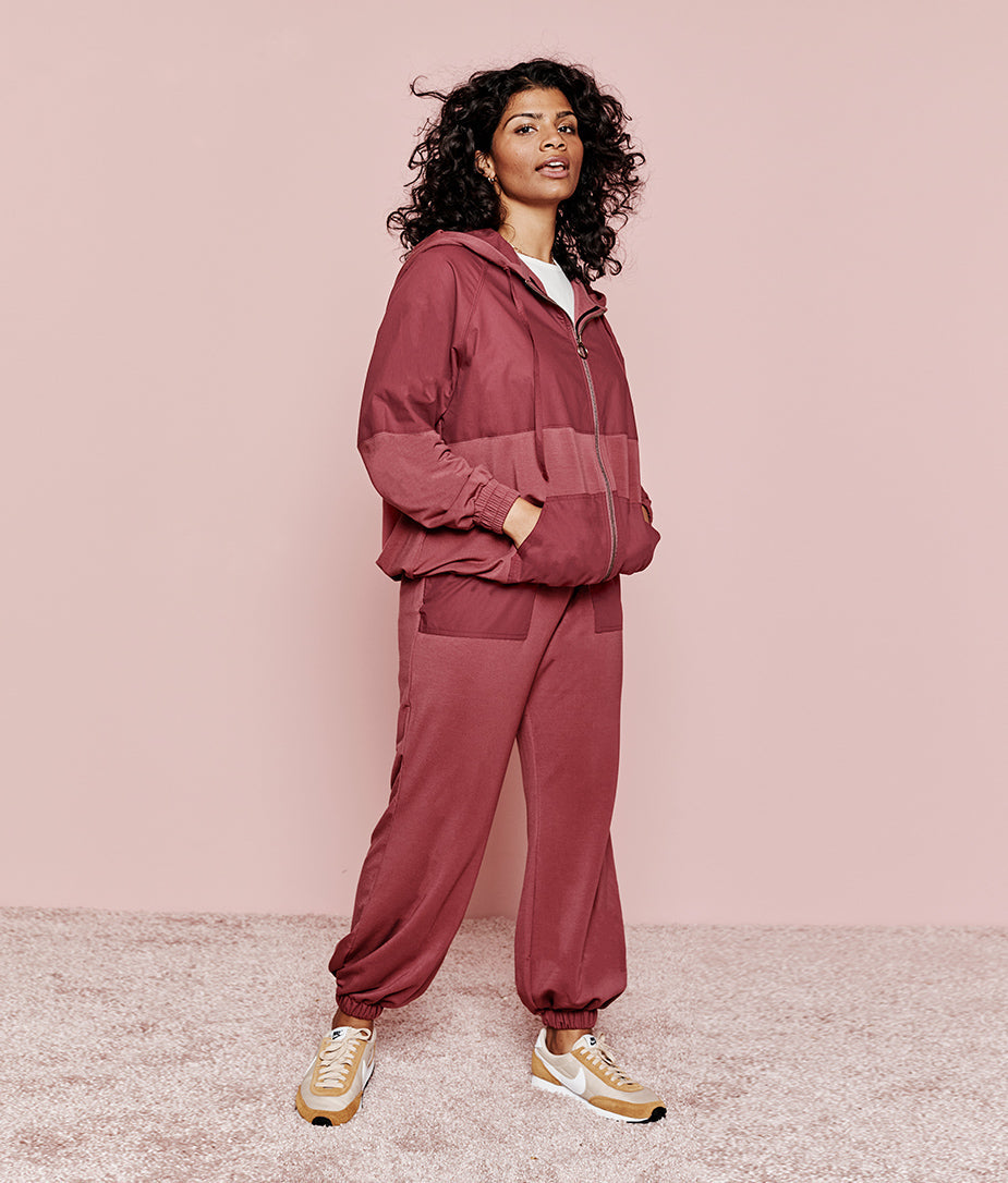 The Softest French Terry Mixed-Media Jogger - Rosewood