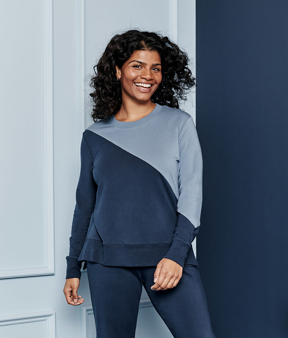 The Softest French Terry Pullover - Midnight & Slate