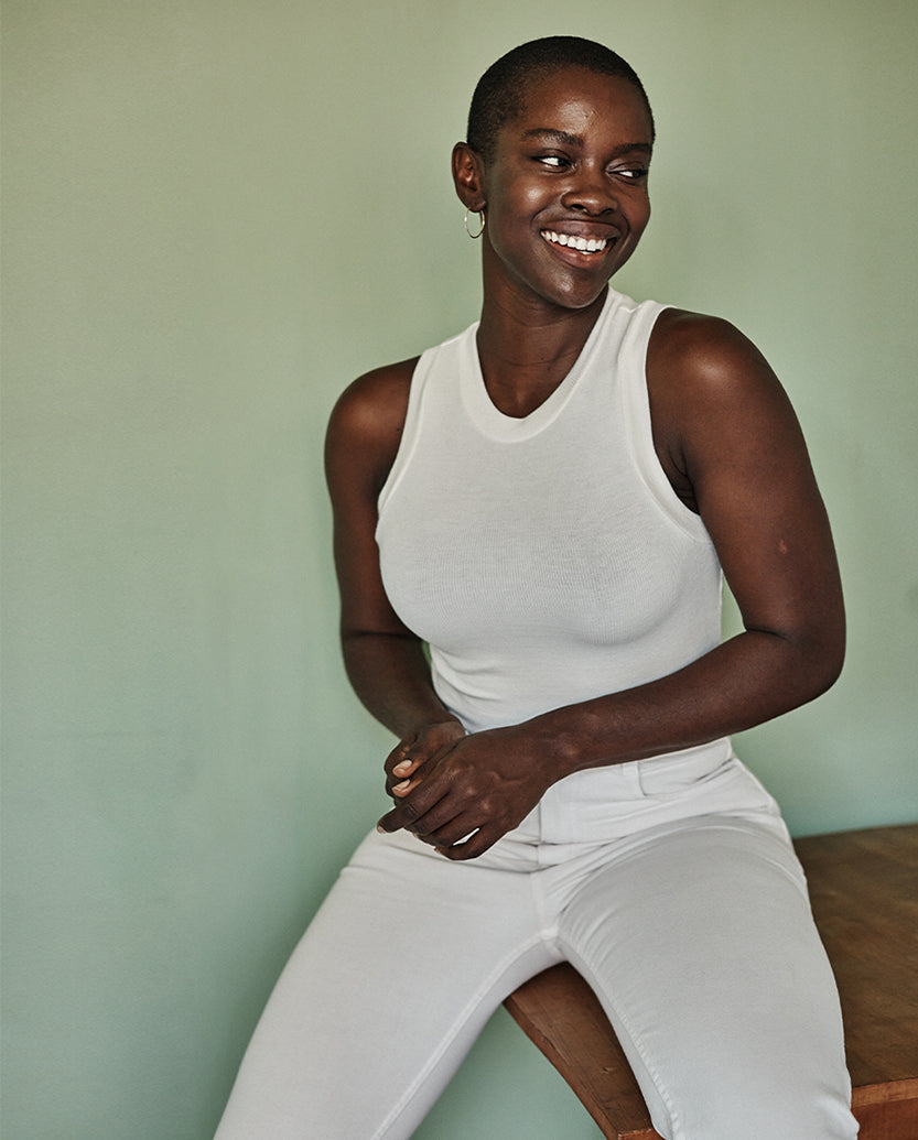 The Softest Ribbed Racerback Tank - White Sand