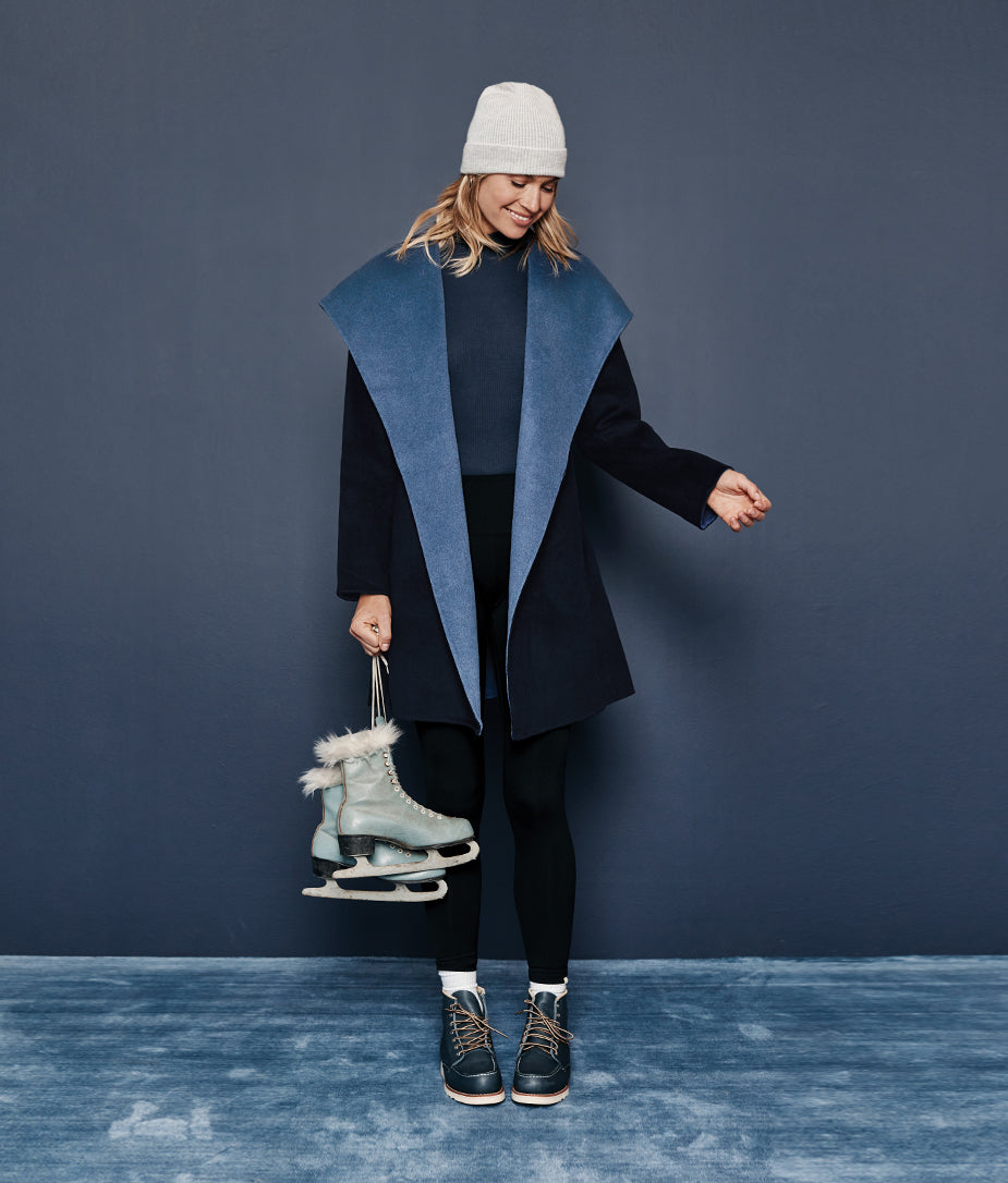 The Warmest Eco Wool Wrap Coat - Midnight & Slate