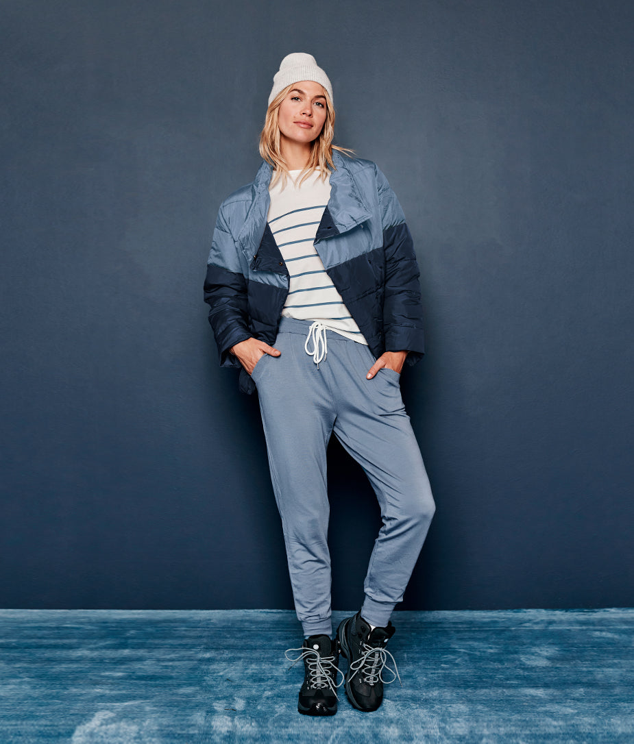 The Colorblock Eco Puffer Jacket - Midnight & Slate