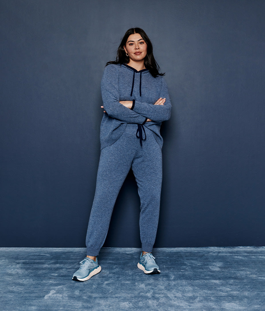 The Coziest Cashmere Blend Jogger - Steel & Midnight