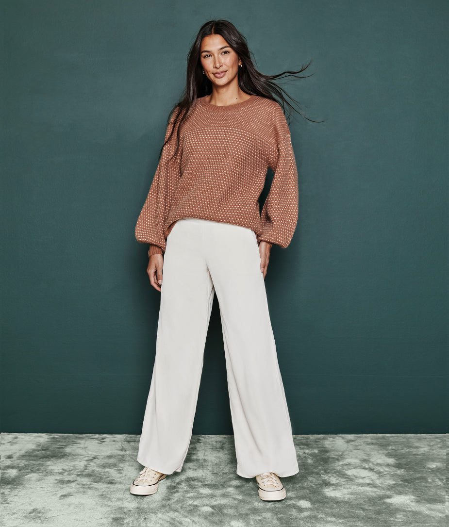 The Perfect Wide Leg Pant - White Sand