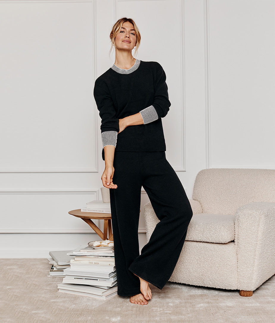 The Luxe Cashmere Blend Sweater Pant - Sea Urchin