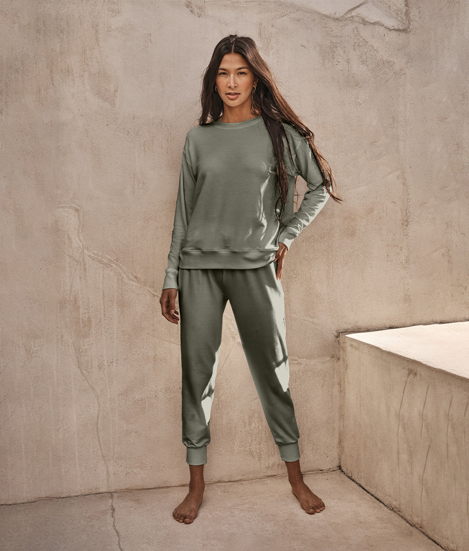 The Softest French Terry Relaxed Crew - Agave