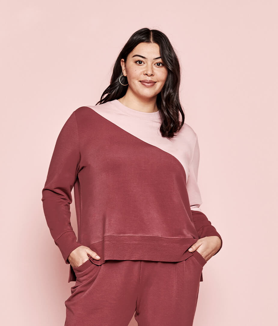 The Softest French Terry Pullover - Rosewood & Shell