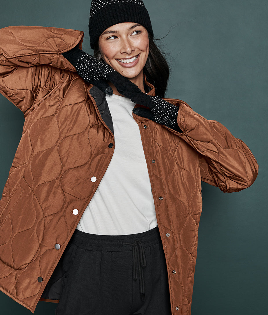 The Reversible Eco Quilted Jacket - Sea Urchin & Praline