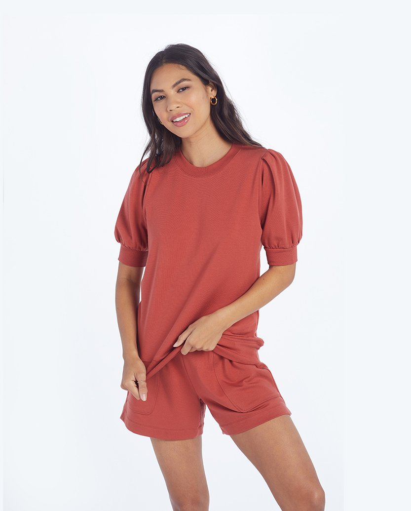 The Softest French Terry Puff Short Sleeve - Terracotta
