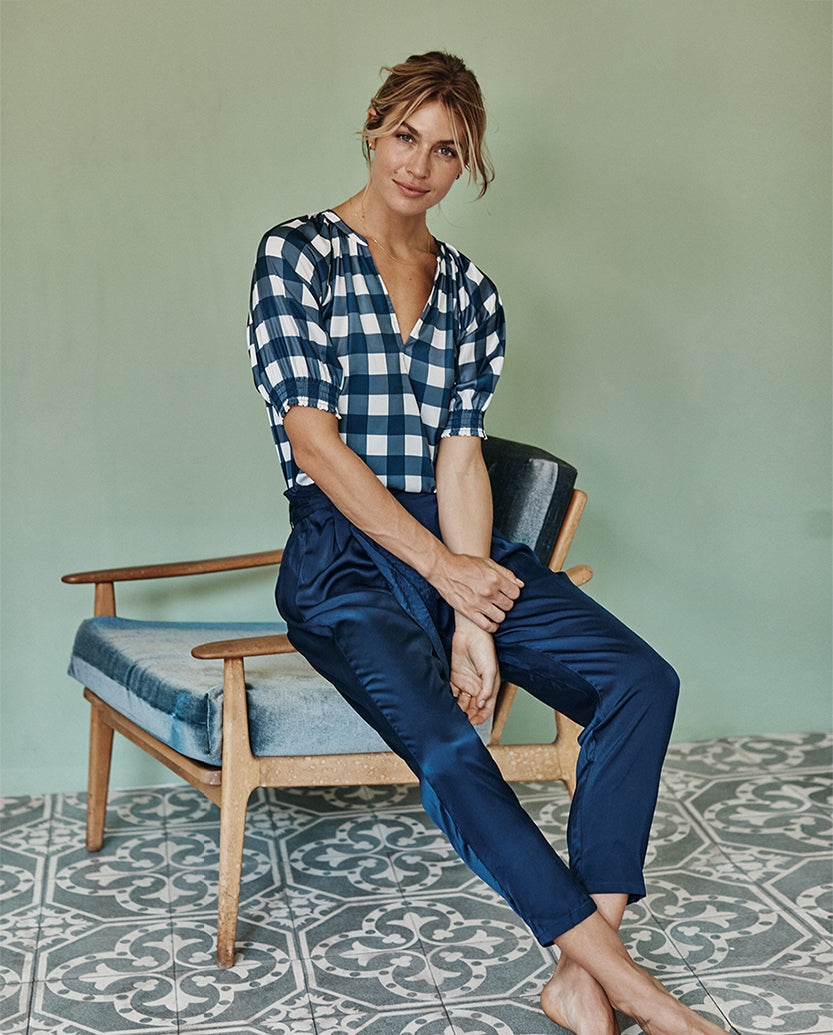 The Silky Paper Bag Ankle Pant - Deep Sea