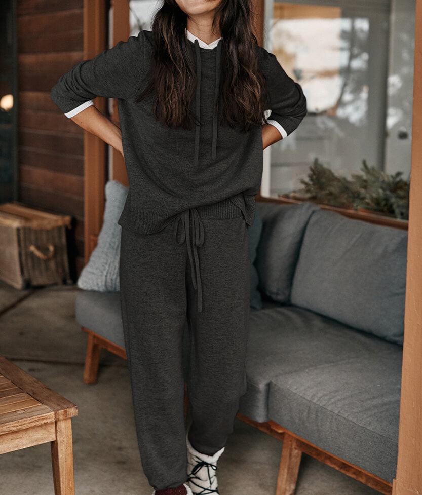 The Coziest Cashmere Blend Jogger - Charcoal