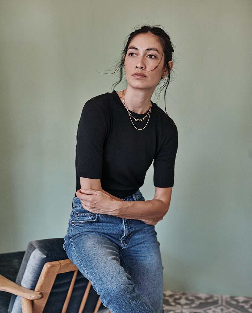 The Softest Ribbed Elbow Sleeve T-Shirt - Main