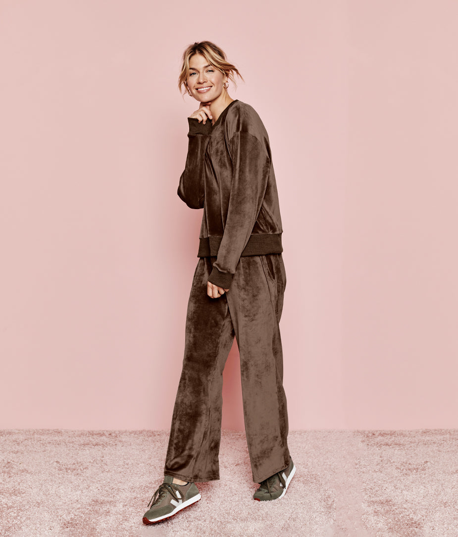 The Plush Velour Lounge Pant - Chocolate
