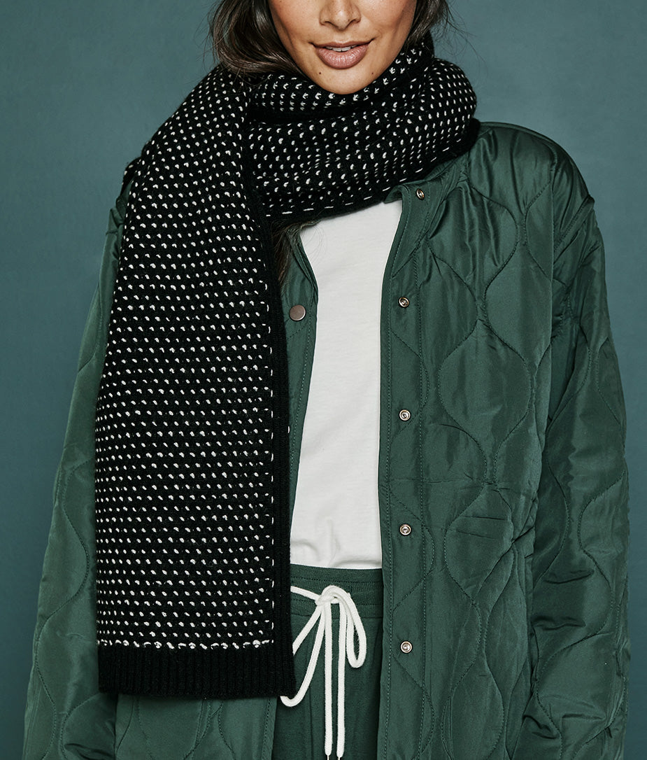 The Luxe Cashmere Blend Mix Stitch Scarf - Sea Urchin & White Sand