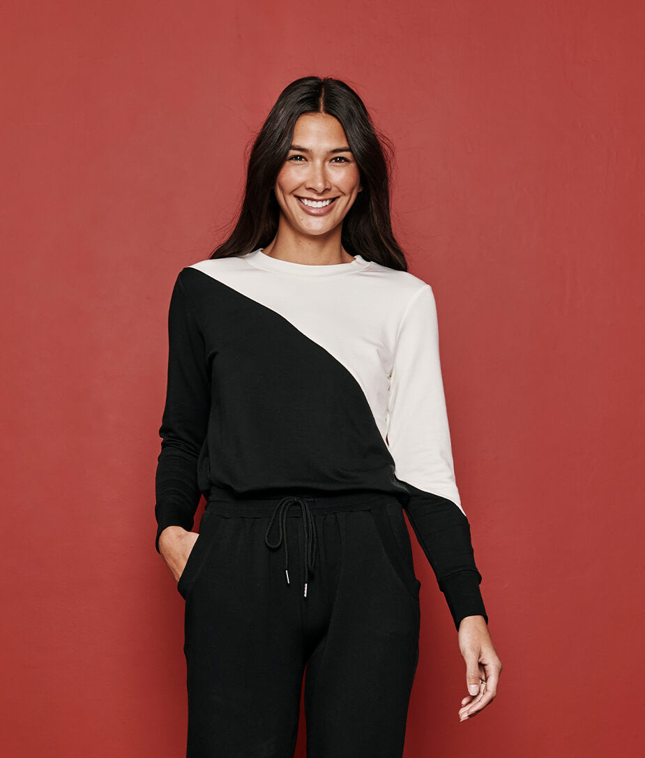 The Softest French Terry Pullover - Sea Urchin & White Sand