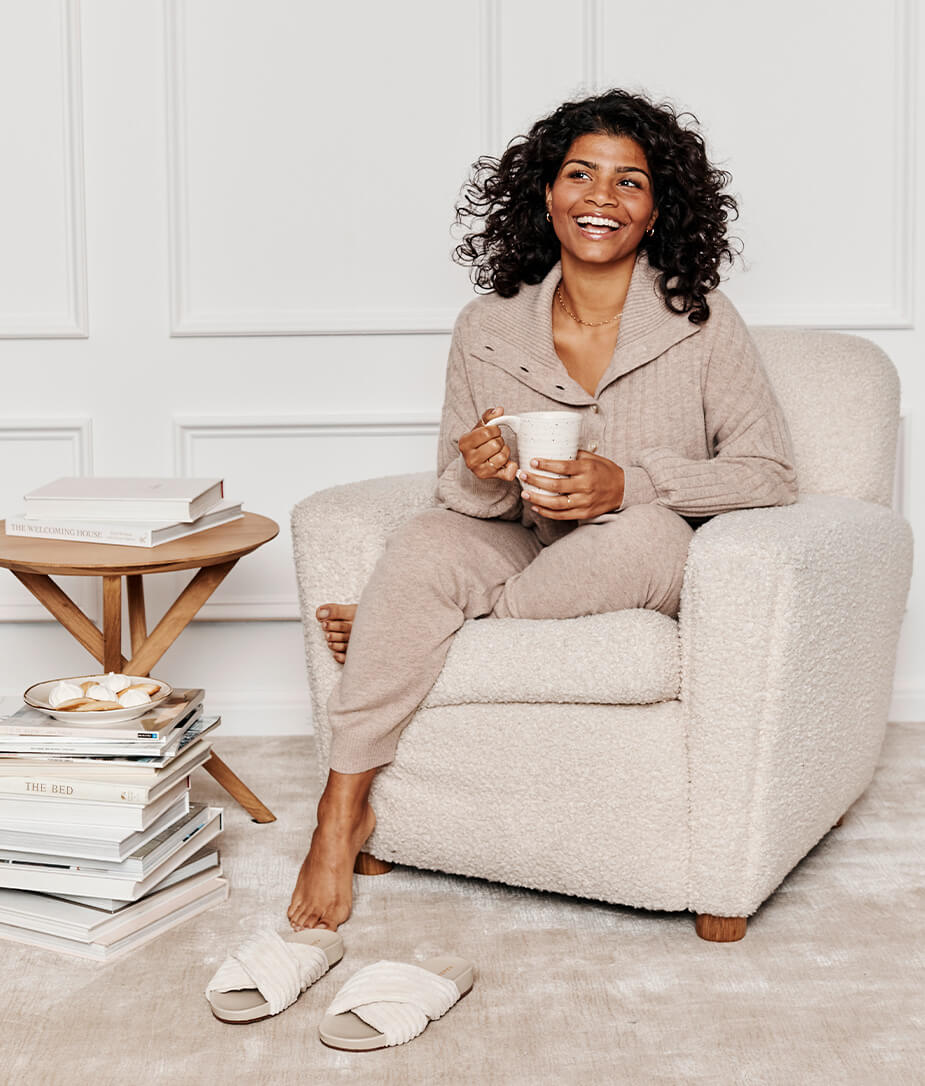 The Coziest Cashmere Blend Ribbed Half-Button Sweater - Main