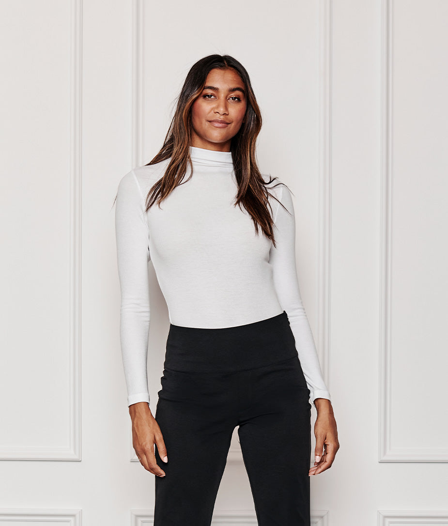 The Long Sleeve Day to Night Bodysuit: TENCEL™ Edition - White Sand