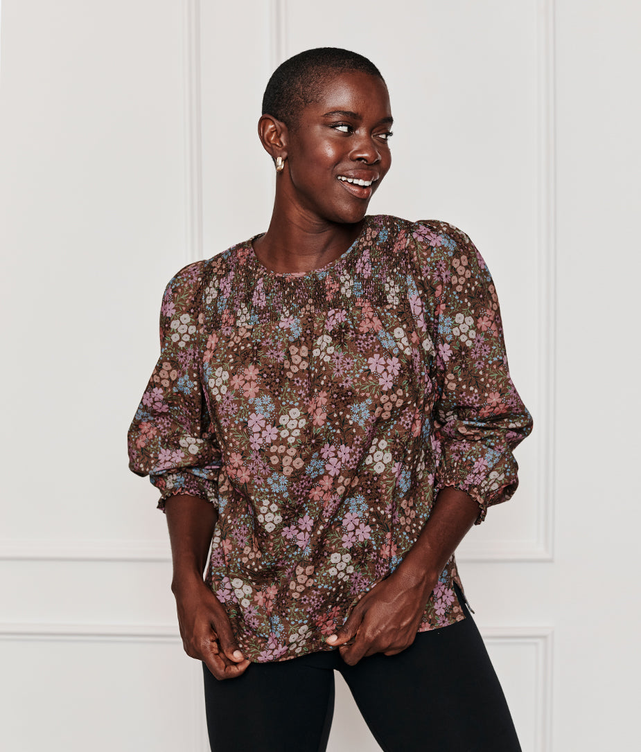 The Perfect Smocked Cotton Top - Autumn Meadow