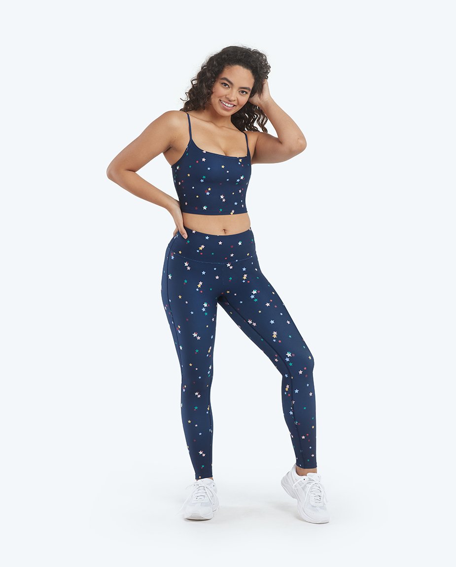 The Do-It-All High Rise 7/ 8 Leggings - Small Scatter Stars in Deep Sea