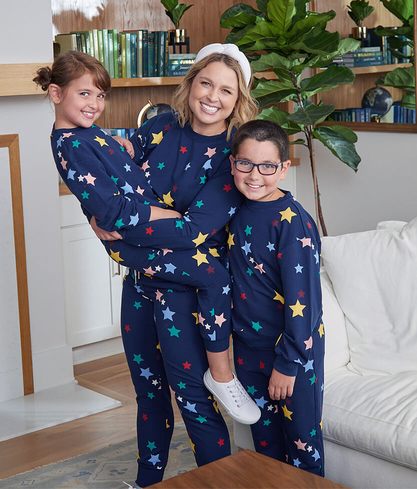 The Softest French Terry Jogger - Scatter Stars in Deep Sea