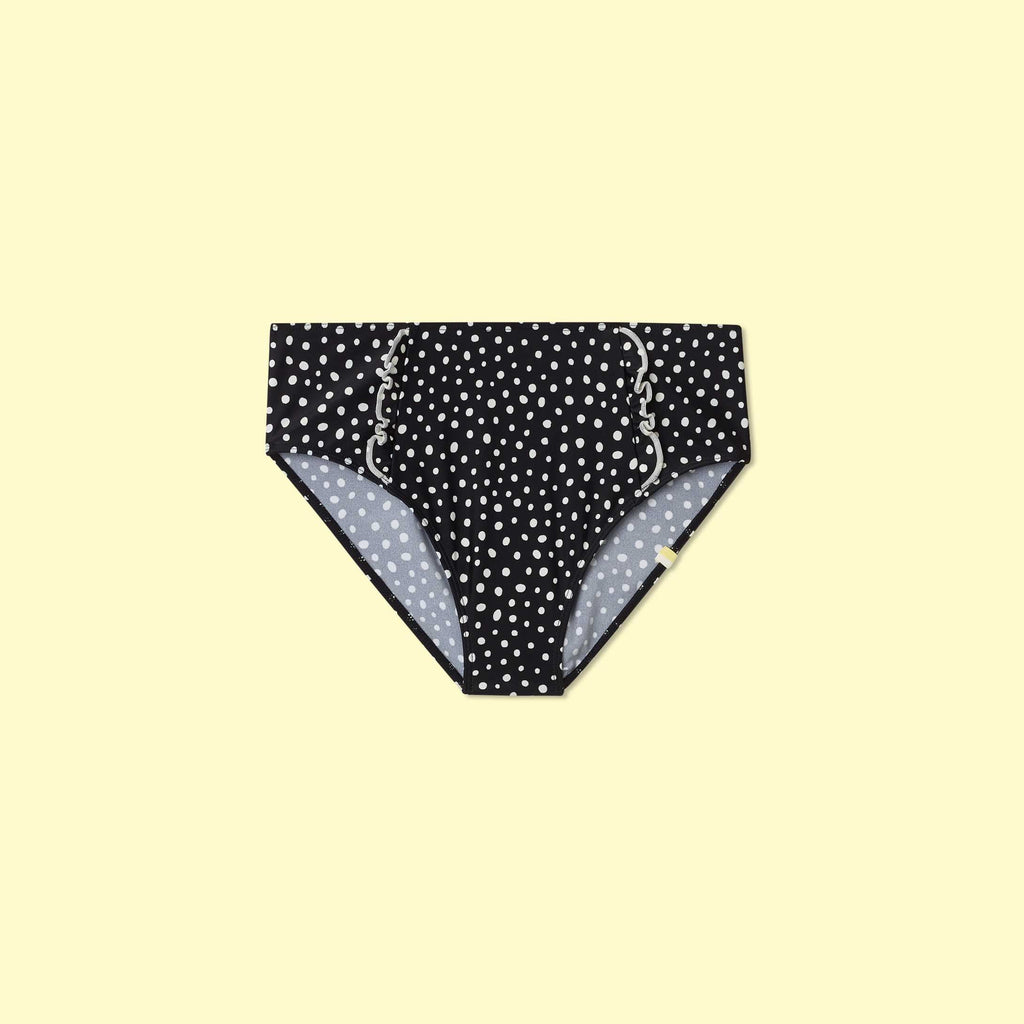 The Ruffle High Leg High Rise Bikini Bottom - On The Dot
