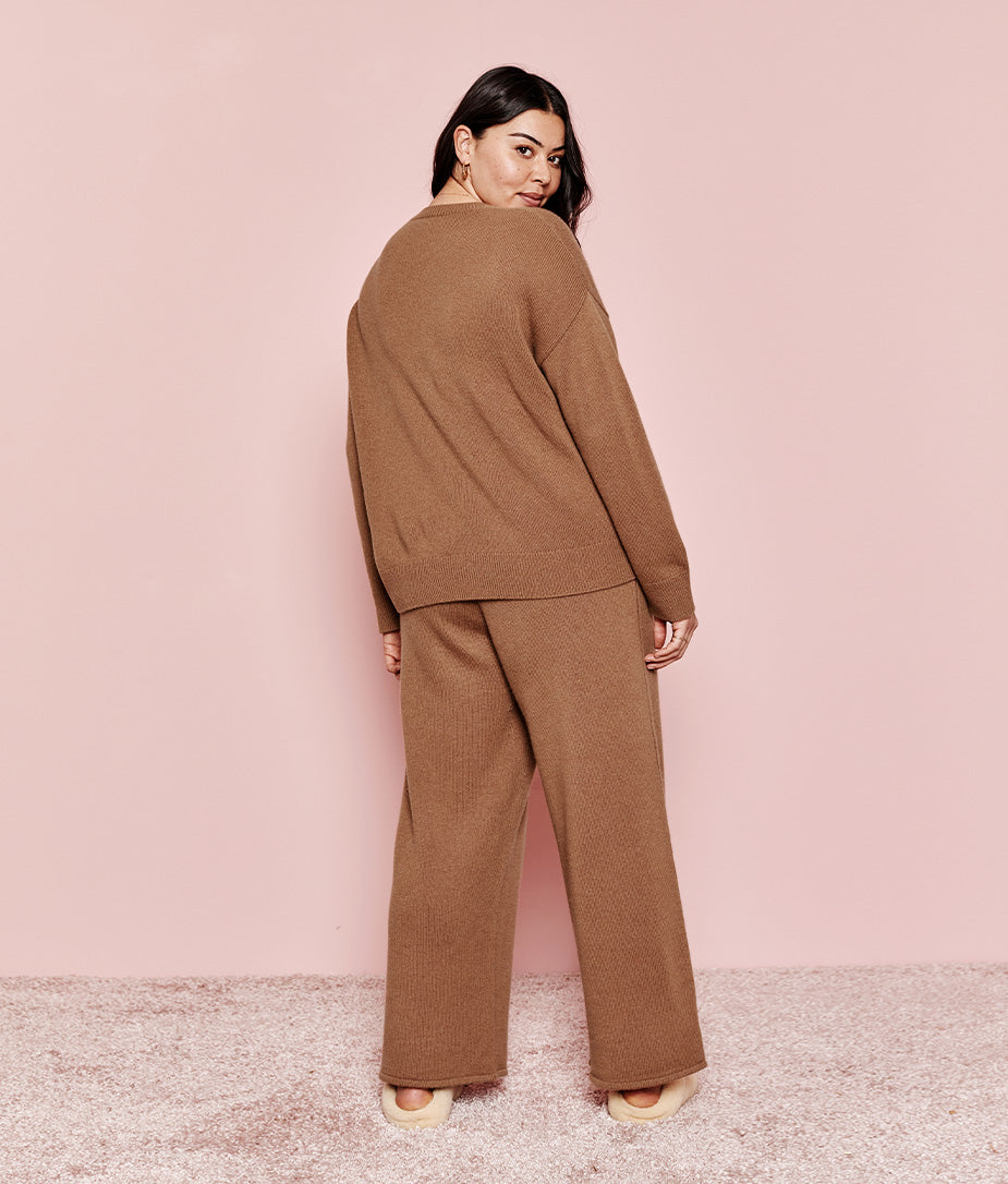 The Luxe Cashmere Blend Sweater Pant - Praline