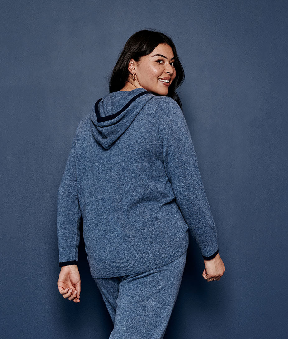 The Coziest Cashmere Blend Hoodie - Steel & Midnight