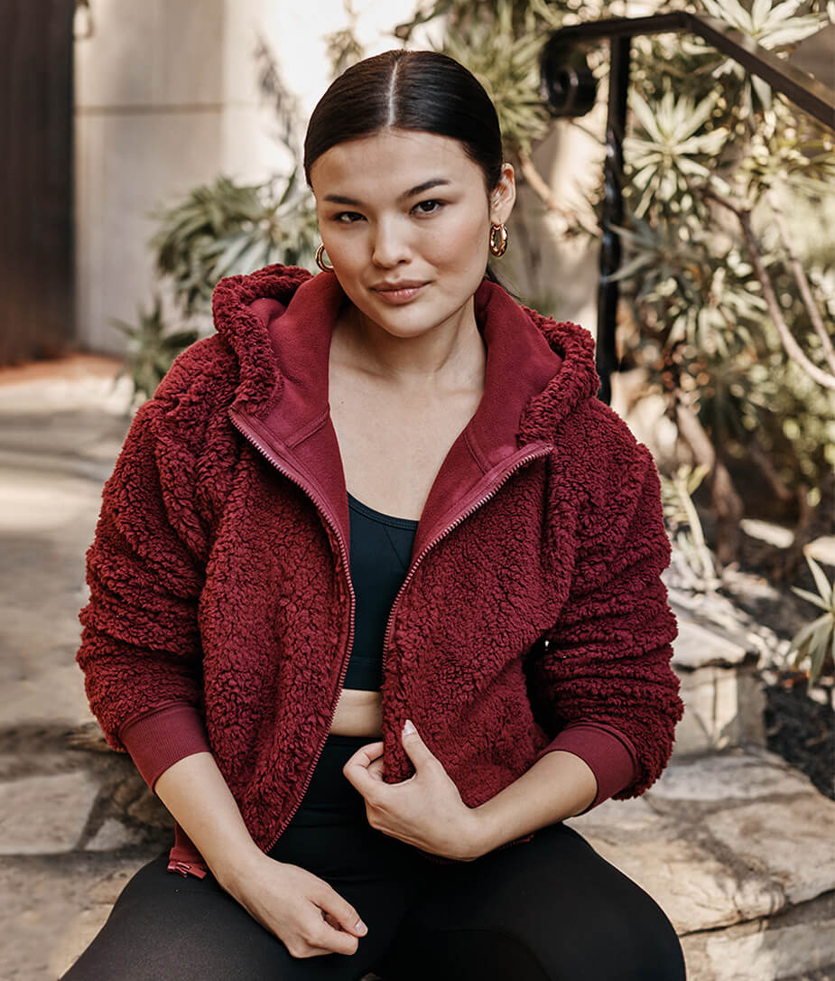 The High Pile Eco Fleece Cropped Hoodie - Pinot