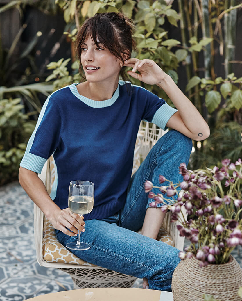 The Colorblock Crew Sweater - Deep Sea & Sky