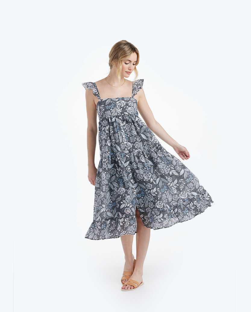 The Tiered Ruffle Midi Dress - Island Floral