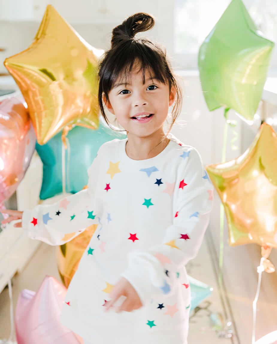 The Toddlers' Softest French Terry Set - Scatter Stars in White Sand