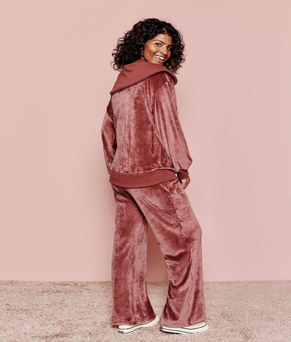 The Plush Velour Lounge Pant - Rosewood