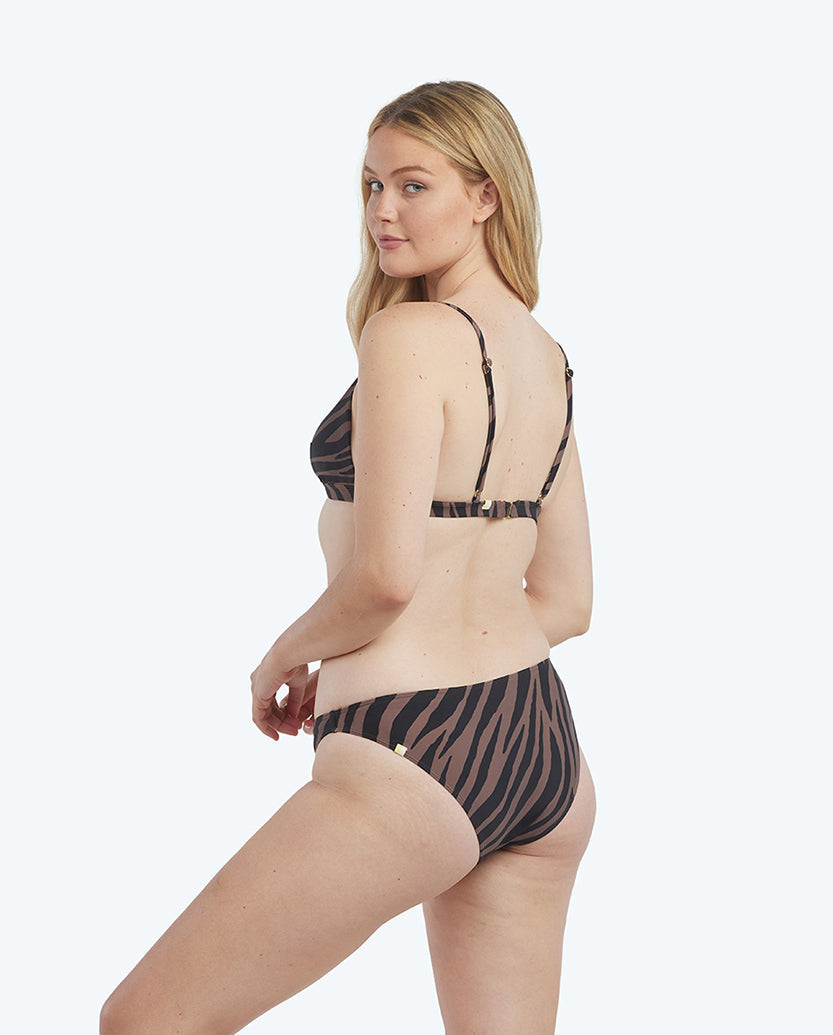 The Triangle Bikini Top - Modern Zebra in Chocolate & Sea Urchin