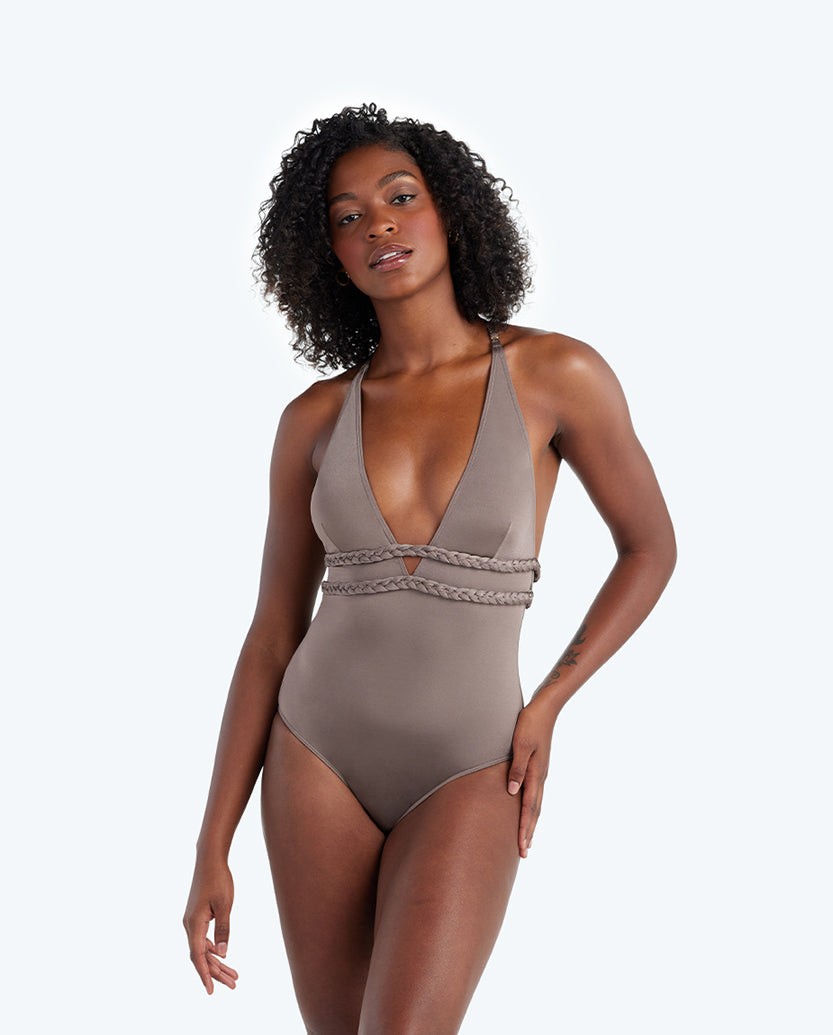 The Braided Halter Plunge - Driftwood