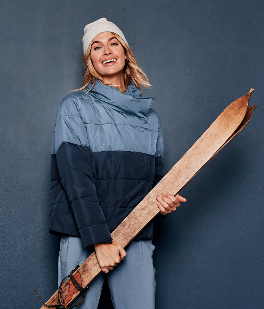 The Colorblock Eco Puffer Jacket - Midnight & Slate