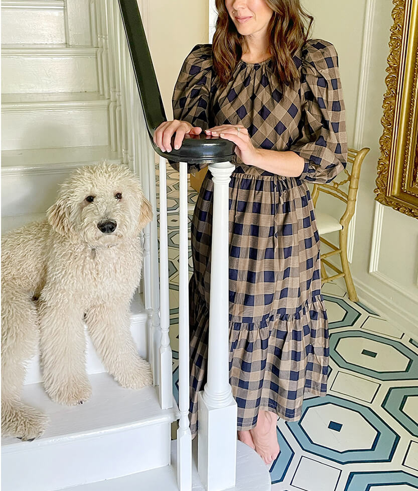 The Tiered Midi Dress - Buffalo Check in Midnight & Toffee