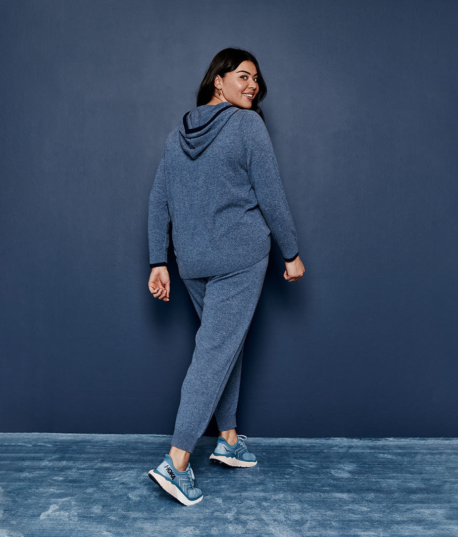 The Coziest Cashmere Blend Jogger - Steel & Midnight