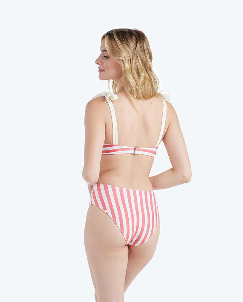 The Tie Oasis Bikini Top - Nautical Stripe in Nantucket Red