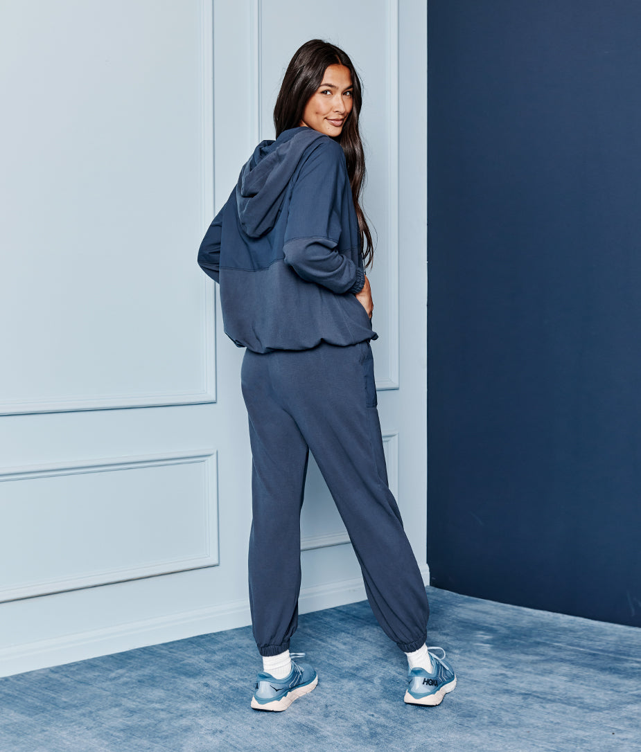The Softest French Terry Mixed-Media Jogger - Midnight
