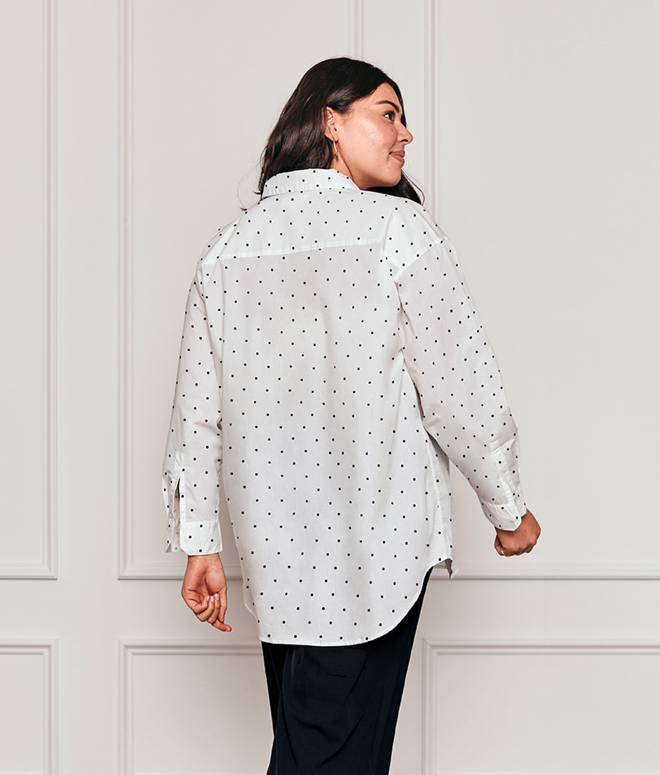 The Perfect Boyfriend Shirt - White Sand & Sea Urchin Pin Dot