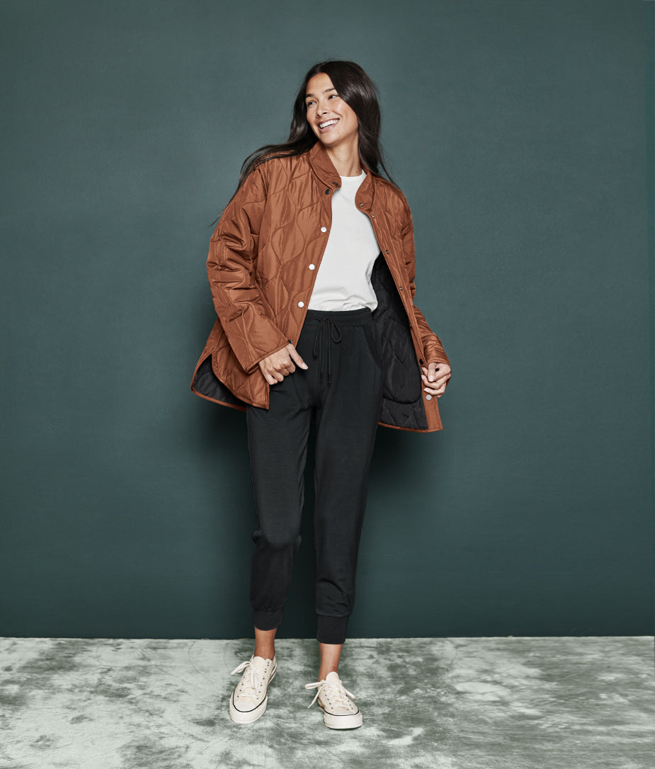 The Reversible Eco Quilted Jacket - Sea Urchin & Praline