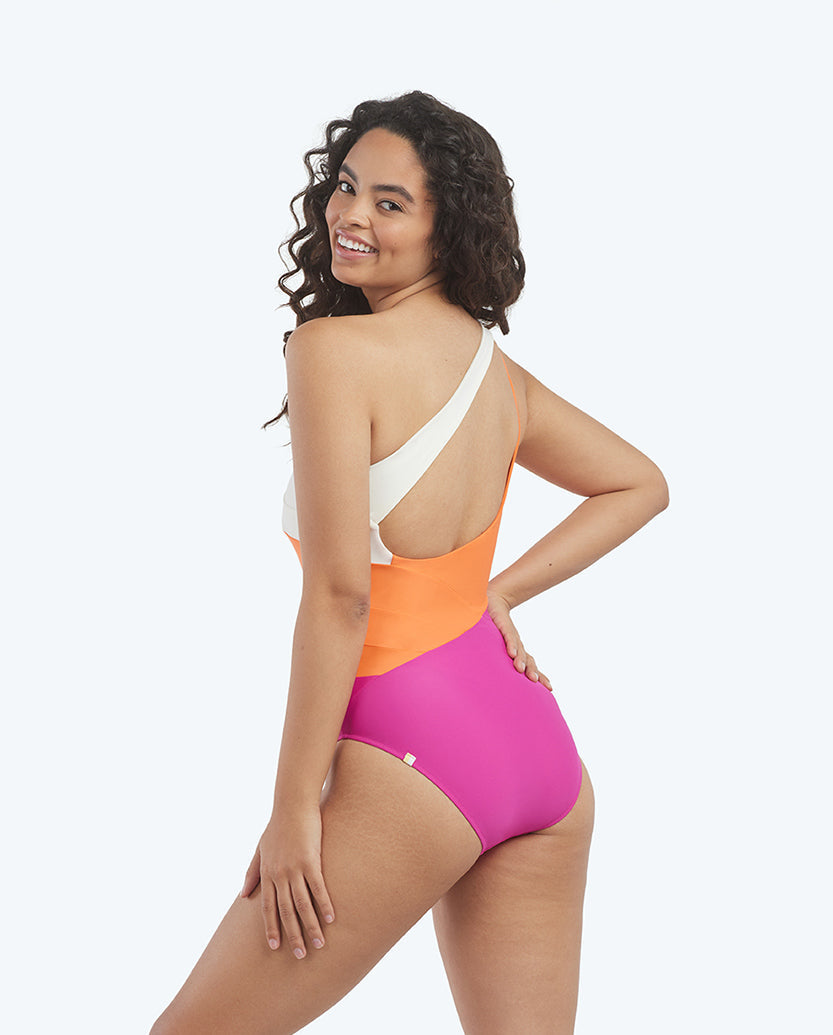 The Long Torso Sidestroke - Hibiscus & Tangerine & White Sand