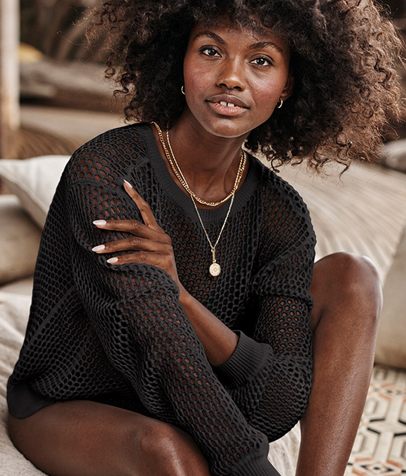 The Fishnet Crewneck Cover-Up - Sea Urchin