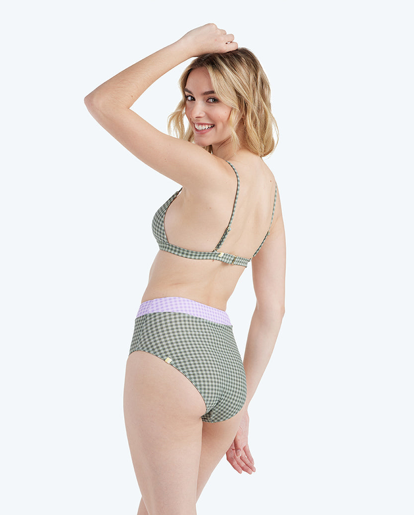 The Triangle Bikini Top - Gingham in Lavender & Ivy