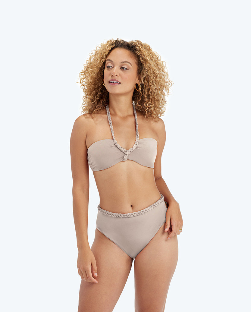 The Braided Bandeau Bikini Top - Limestone