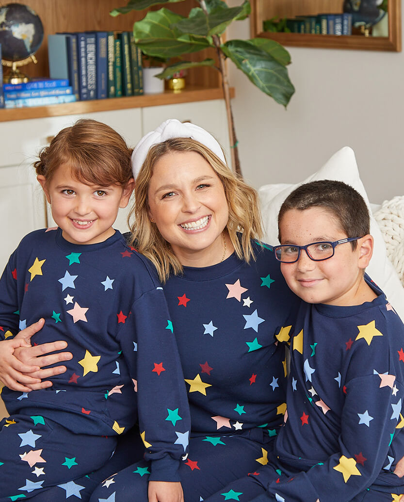 The Kids’ Softest French Terry Set - Scatter Stars in Deep Sea