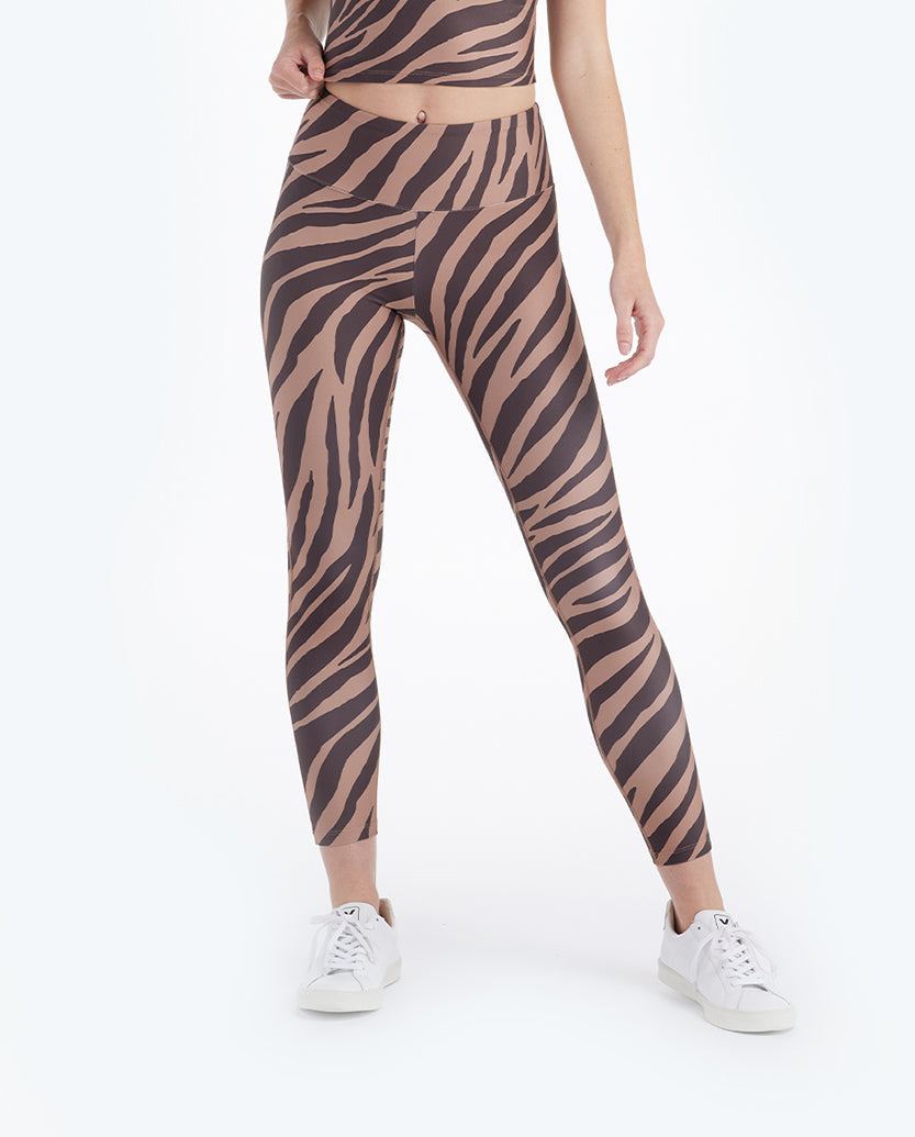 The Do-It-All High Rise 7/ 8 Leggings - Modern Zebra in Toffee & Sea Urchin