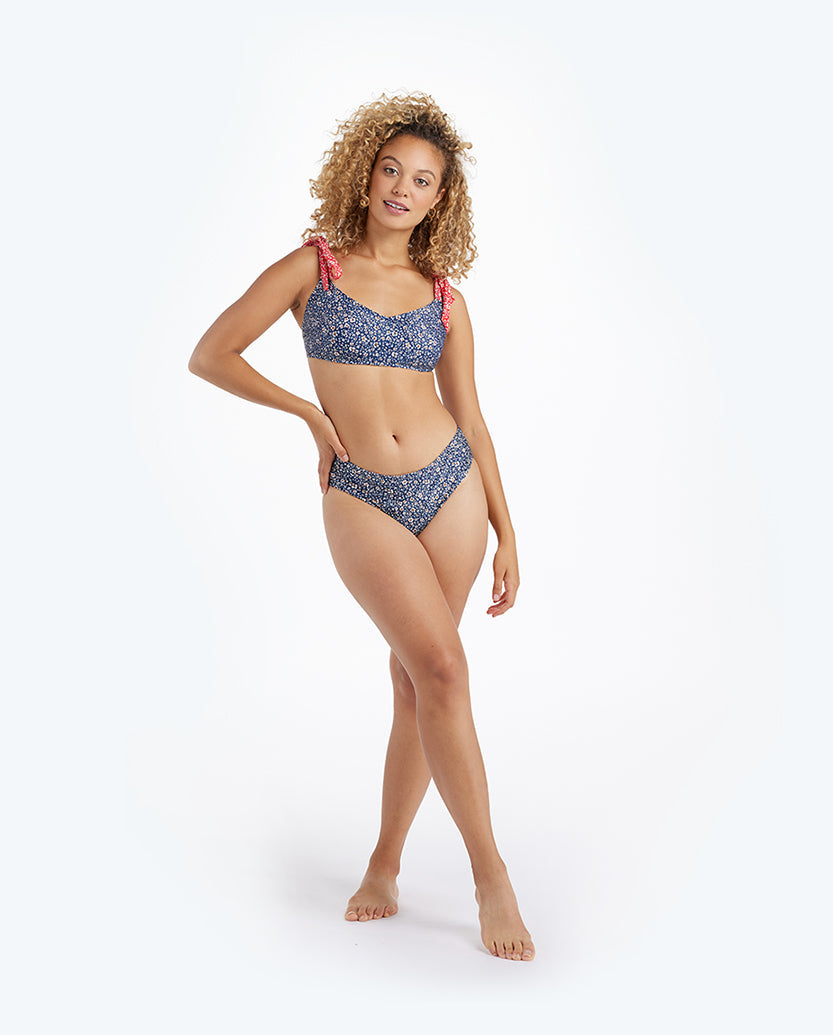 The Tie Marina Bikini Top - In Bloom in Deep Sea & Lava